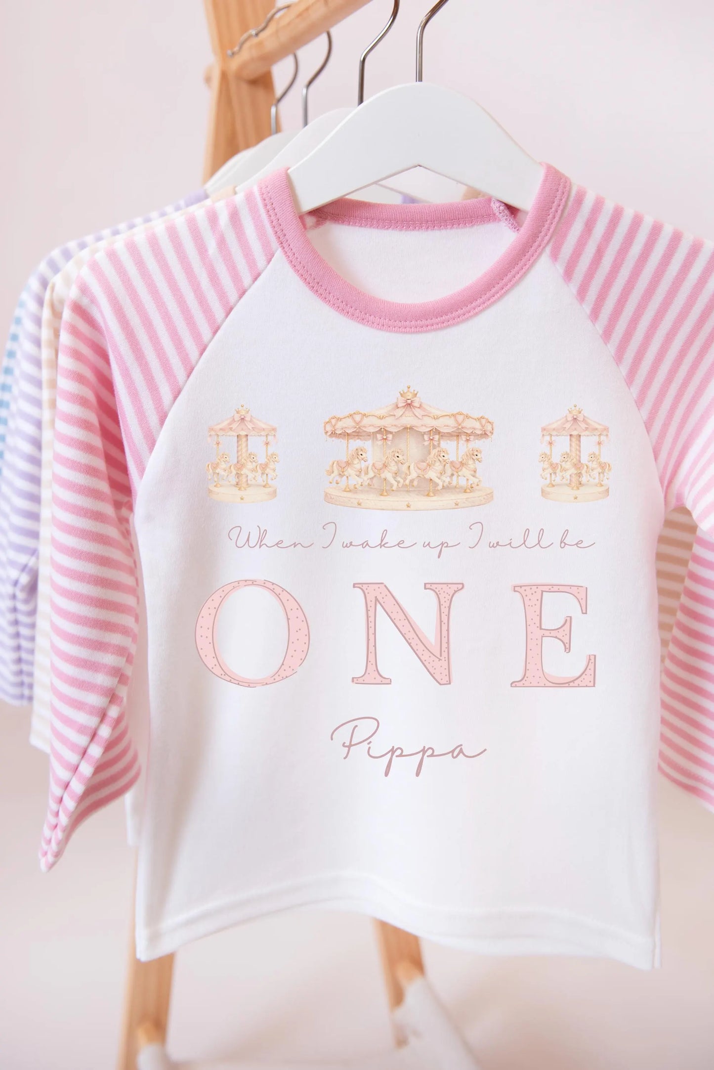 Girls First Birthday Pyjamas, ballerina Birthday PJs, First Birthday Outfit, Girls personalised birthday pyjamas, when I wake up pjs