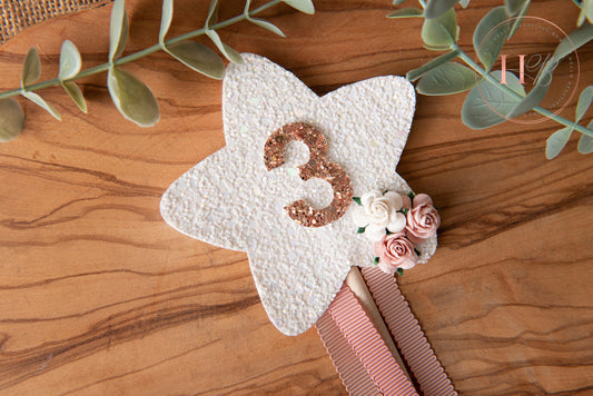 Birthday Wand, princess birthday wand, personalised wand, first birthday, cake smash prop, glitter wand, white wand