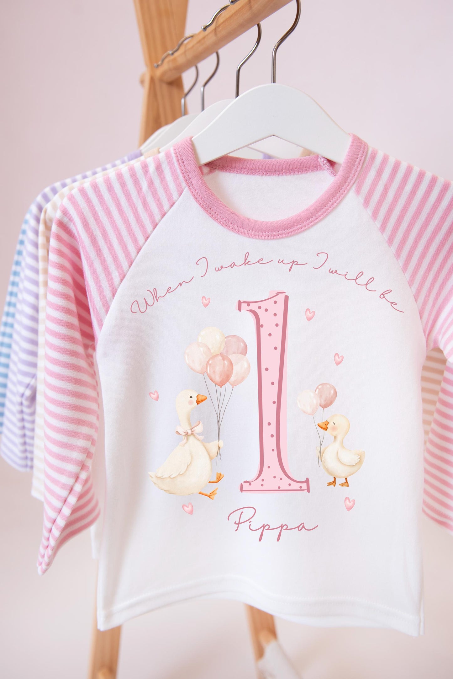 Girls First Birthday Pyjamas, One Silly Goose Birthday PJs, First Birthday Outfit, Girls personalised birthday pyjamas, pink pyjamas
