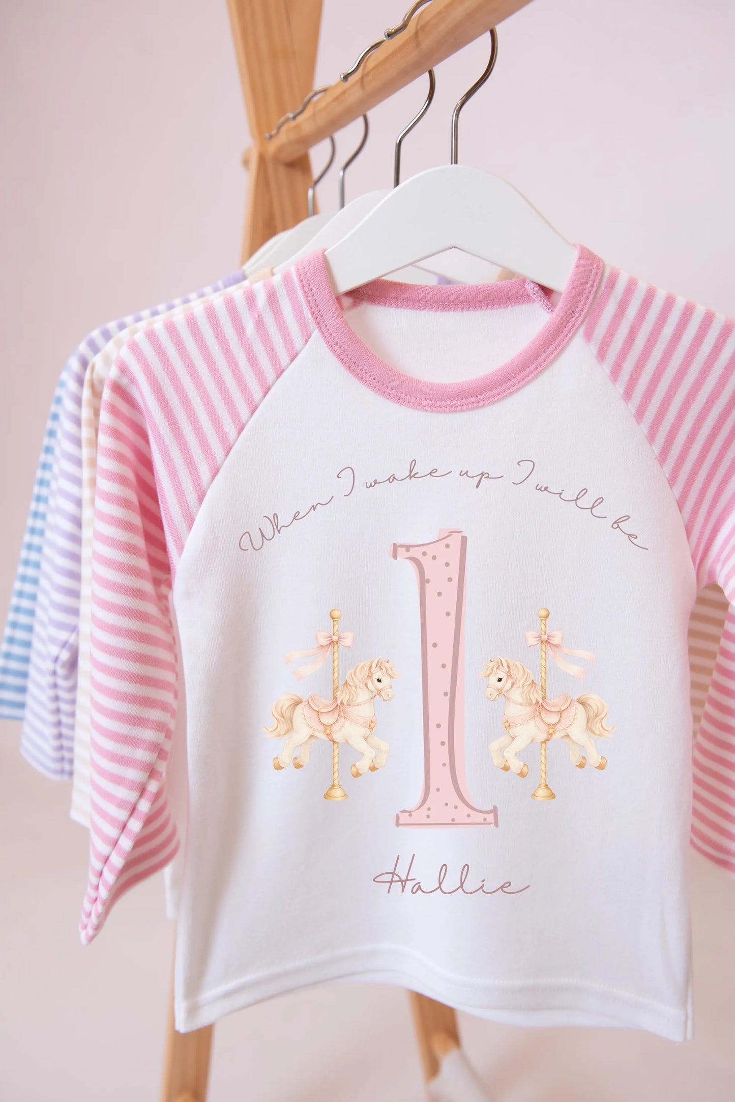 Girls First Birthday Pyjamas, ballerina Birthday PJs, First Birthday Outfit, Girls personalised birthday pyjamas,  when I wake up pjs