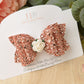 Rose Gold Glitter hair bows, Autumn hair bows, girls hair bows, hair clips, baby headbands