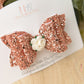 Rose Gold Glitter hair bows, Autumn hair bows, girls hair bows, hair clips, baby headbands