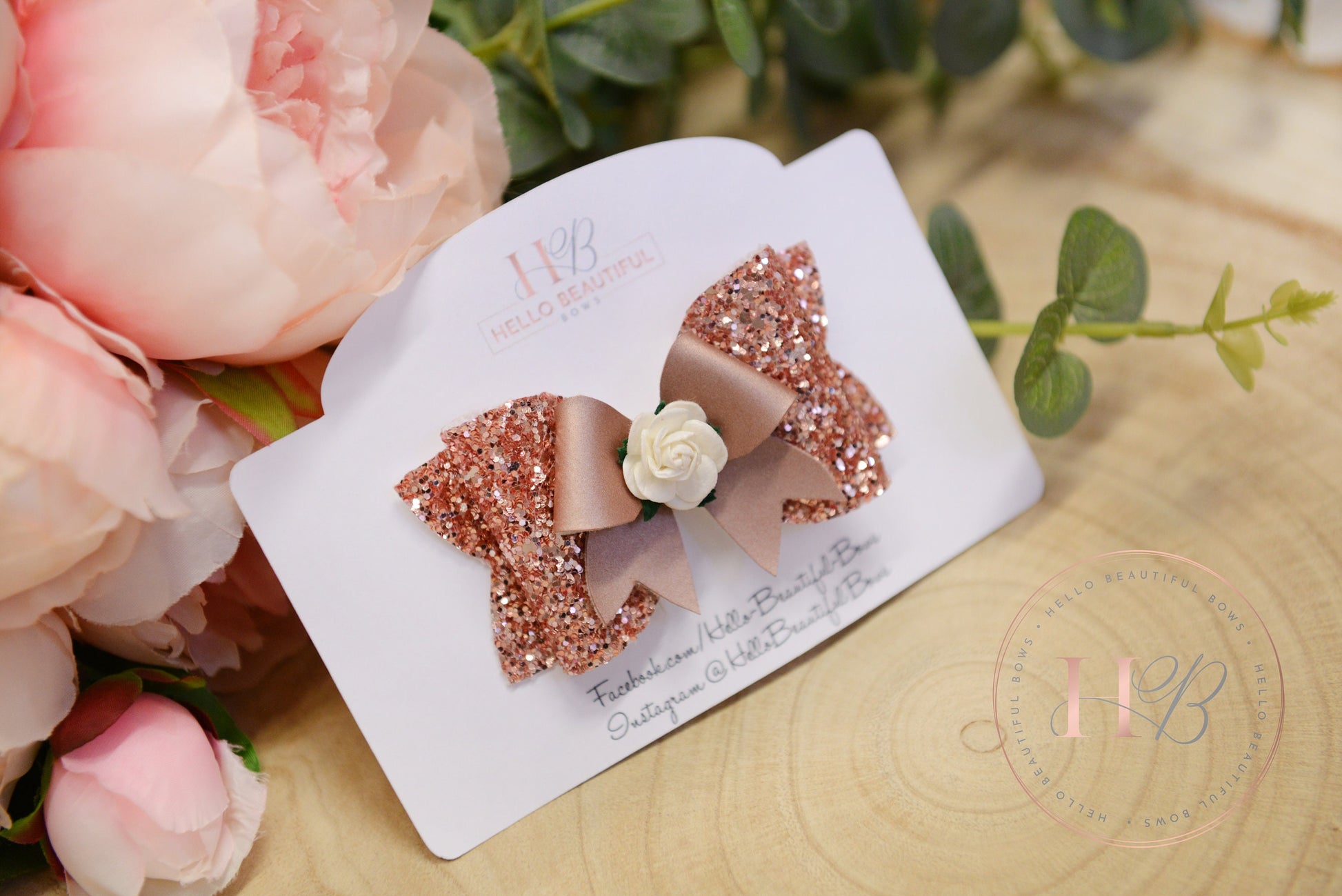 Rose gold glitter hair bow, girls headband, girls bows, girls hair clips, clip