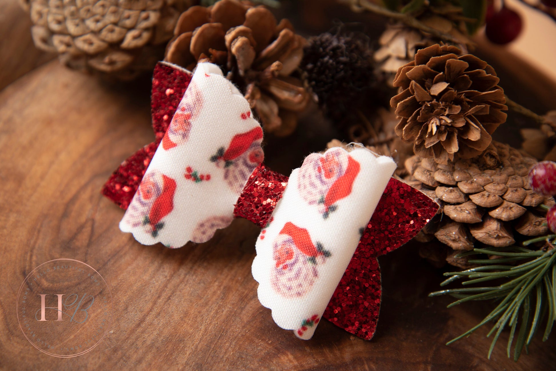 Christmas hair bows, girls hair bows, hair clips, baby headbands, Santa hair bow, red glitter hair bow, hair clip, hair bow,