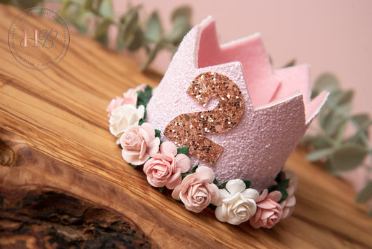 Pink birthday crown, 1st birthday crown, 2nd birthday crown, Cake smash crown, birthday crown, glitter birthday crown