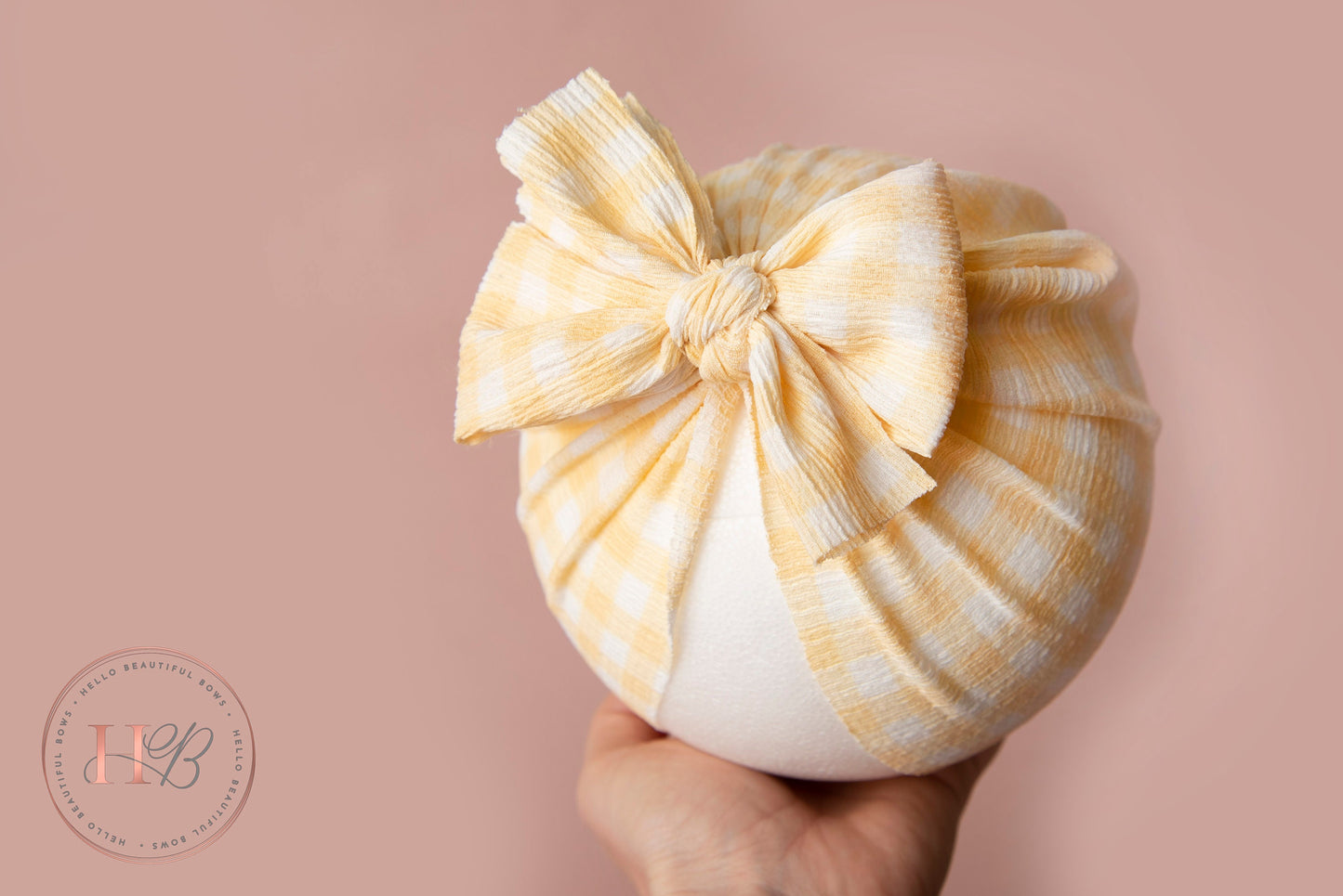 Baby turban, baby hat, baby accessory, baby shower gift, Yellow gingham turban, summer turban,