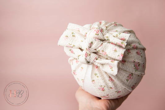 Baby turban, baby hat, baby accessory, baby shower gift, Cream Turban, baby bow turban, summer turban, floral Turban