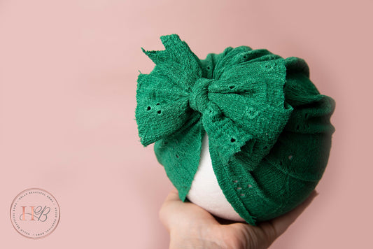 Baby turban, baby hat, baby accessory, baby shower gift, baby bow turban, summer turban, Brodrie green turban