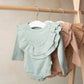 Boho frilly baby grow, organic natural cotton baby bodysuit, ribbed bodysuit, baby shower gift, 0-2 years