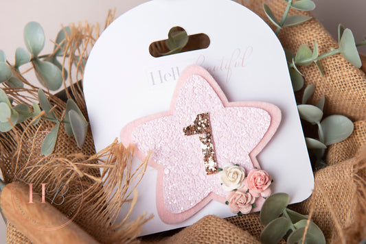 Pink Birthday Badge, glitter birthday badge, star birthday badge, 1st birthday, personalised birthday badge birthday decor
