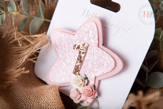 Pink Birthday Badge, glitter birthday badge, star birthday badge, 1st birthday, personalised birthday badge birthday decor