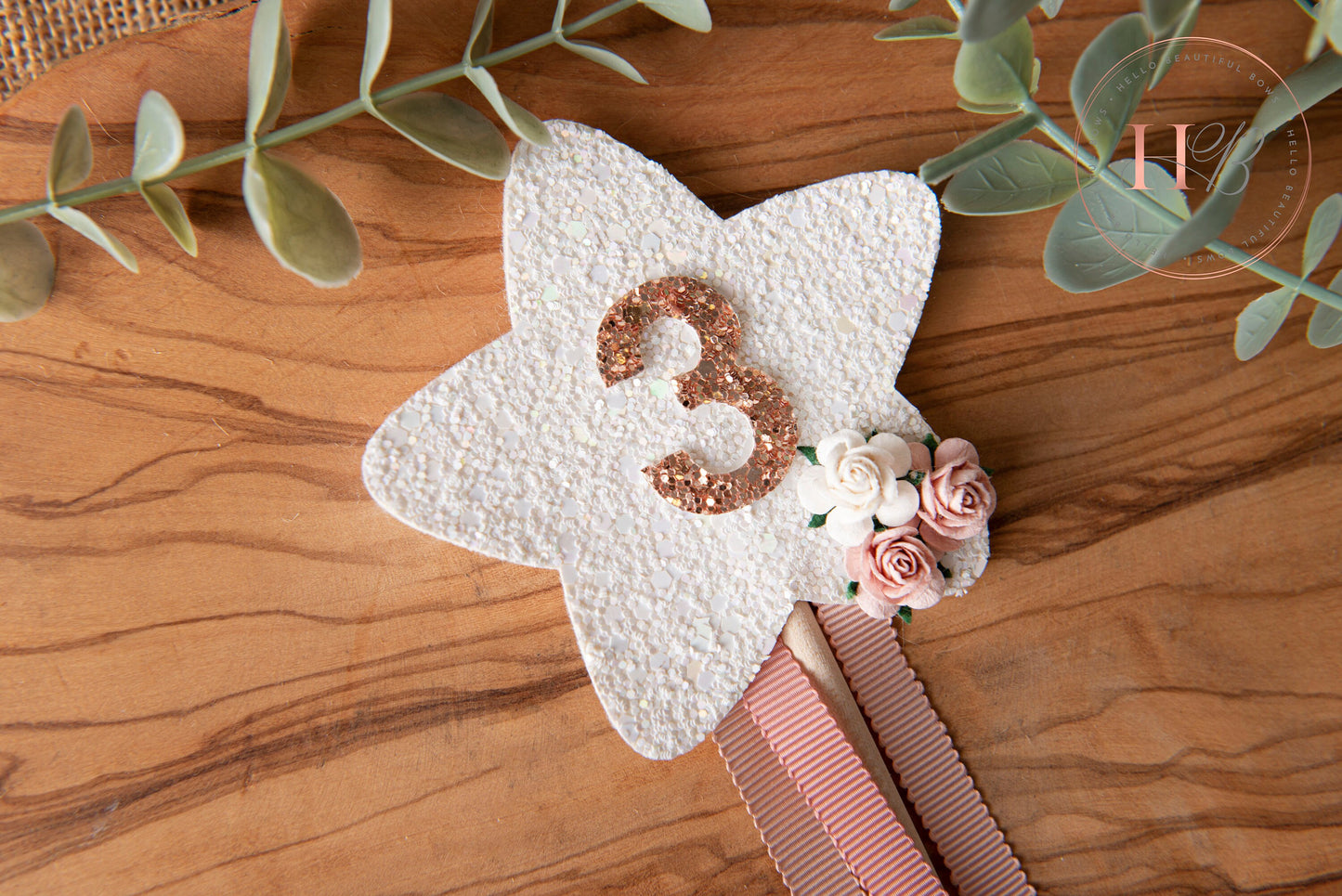 Birthday Wand, princess birthday wand, personalised wand, first birthday, cake smash prop, glitter wand, white wand