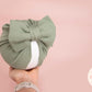 Baby turban, baby hat, baby accessory, baby shower gift, Khaki turban, bow turban, ribbed turban