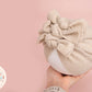 Baby turban, baby hat, baby accessory, baby shower gift, Beige turban, bow turban, ribbed turban