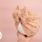 Baby turban, baby hat, baby accessory, baby shower gift, Beige turban, bow turban, ribbed turban
