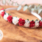 Girls flower Alice headband red Christmas headband floral flower girl headband